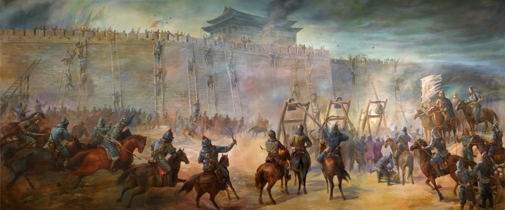 genghiz-khan-and-his-forces-laying-seige-and-then-attacking-a-walled-city