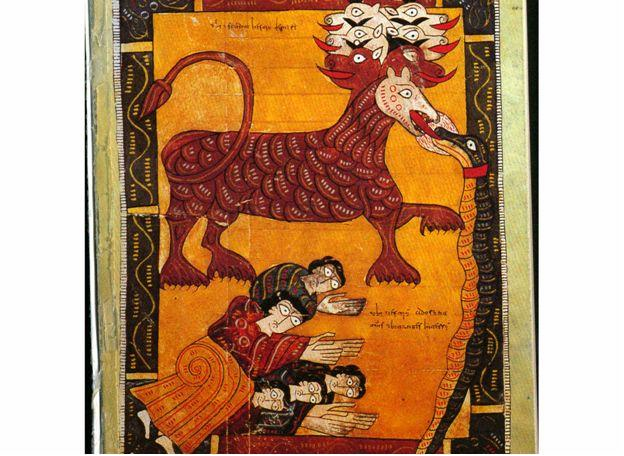 Ілюстрація Беатуса з Ллєбани до Одкровення Іоанна (10 століття). Поклоніння Звіру