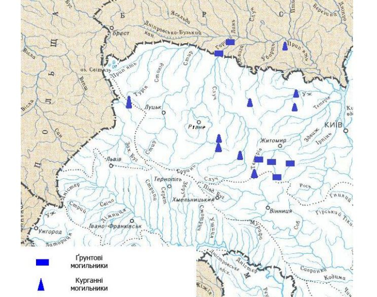 Грунтові  та  курганні  могильники  Празько-Корчацької  культури V–VII ст. Автор – Софія Змерзла.