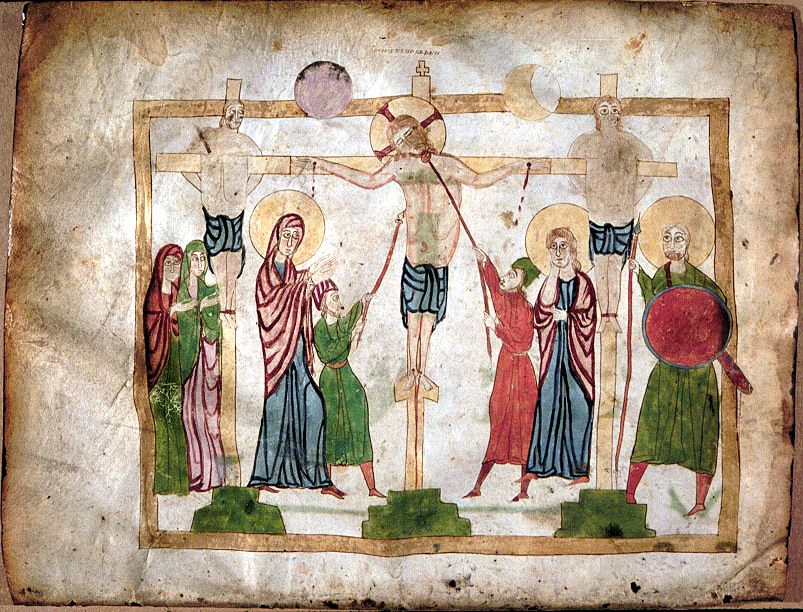 Gospel from Taron ( XІ c.) Crucifixion Erevan, Matenadaran, Ms. 6201, f. 7v